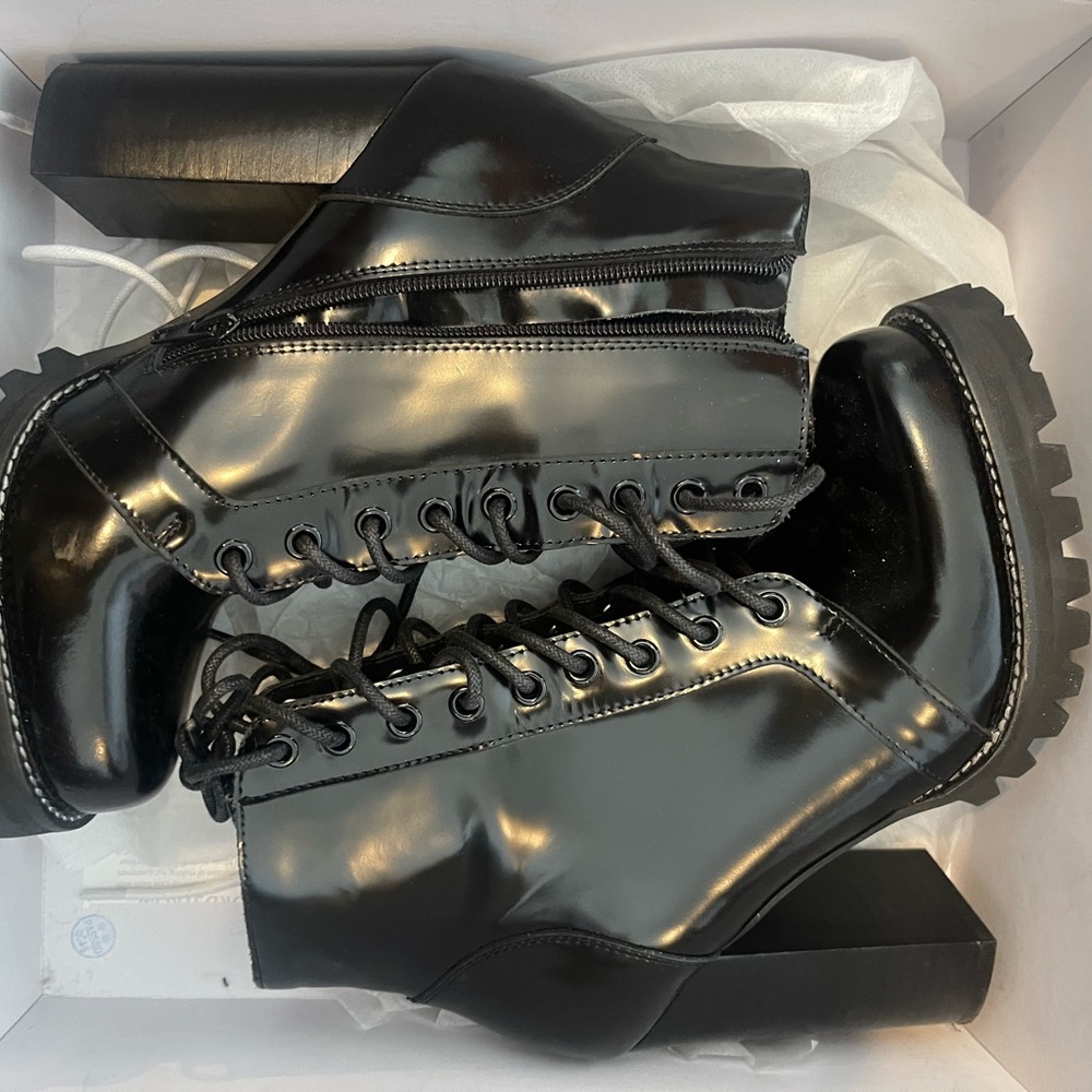 Black Lace-Up Ankle Boots